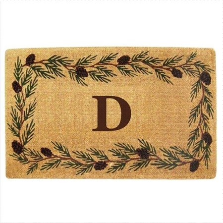 NEDIA HOME Nedia Home 02014D Heavy Duty Coco Mat 30 x 48 In. Evergreen Border Monogrammed D O2014D